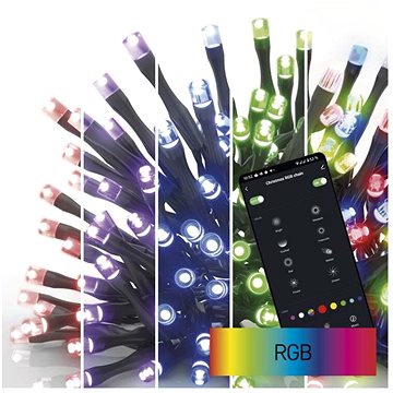 

EMOS GoSmart LED vánoční řetěz, 24 m, venkovní i vnitřní, RGB, programy, časovač, wifi