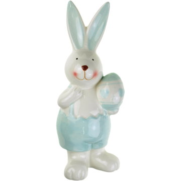 

DOMMIO Velikonoční dekorace - Zajíc keramický s vajíčkem, 21 cm