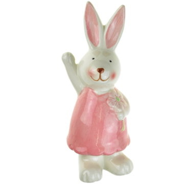 

DOMMIO Velikonoční dekorace - Zaječice keramická s květinou, 15 cm