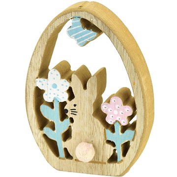 

DOMMIO Velikonoční dekorace - Vajíčko se zajíčkem a květinami, 13 cm