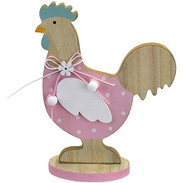 

DOMMIO Velikonoční dekorace - Slepička dřevěná, růžová, 17 cm