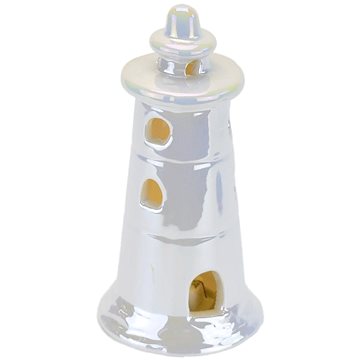 

DOMMIO Maják keramický s LED osvětlením, bílá perleť, 14 cm