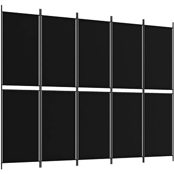

Shumee 5dílný paraván černý 250 × 200 cm textil