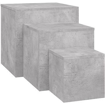 

Shumee Odkládací stolky 3 ks betonově šedé dřevotříska