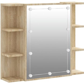 

SHUMEE Zrcadlová skříňka s LED, dub sonoma, 70 × 16,5 × 60 cm