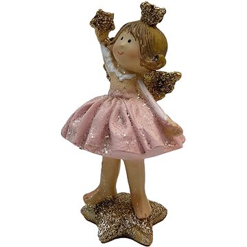 

PRODEX Vánoční dekorace - anděl s hvězdou, růžový, 13 × 7 cm