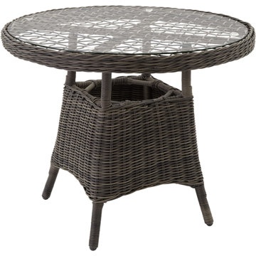 

TECTAKE Zahradní stůl, ratanový, se skleněnou deskou 91 cm, šedý