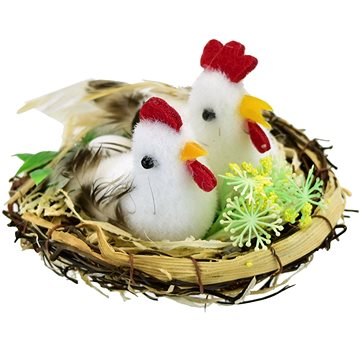 

DOMMIO Velikonoční dekorace - Slepička s kohoutkem v hnízdečku, 7 × 9 cm
