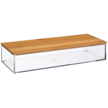 

5five Koupelnový organizér s bambusovým víkem, 25,5 × 9,6 × 5,5 cm