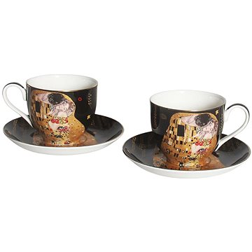 

Home Elements hrnek 270 ml s podšálkem, 2 kusy, Klimt, Polibek tmavý