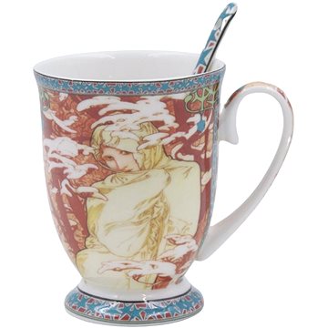 

Home Elements porcelánový hrnek 280 ml se lžičkou, Mucha Zima