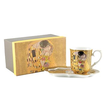 

Home Elements porcelánový hrnek 360 ml, s podtáckem, Klimt, Polibek zlatý