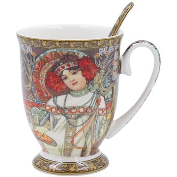 

Home Elements porcelánový hrnek 280 ml, se lžičkou, Mucha, Podzim