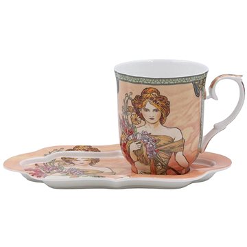 

Home Elements porcelánový hrnek 360 ml, s podtáckem, Mucha Jaro