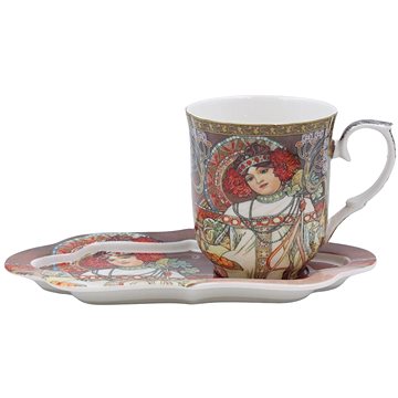 

Home Elements porcelánový hrnek 360 ml, s podtáckem, Mucha Podzim