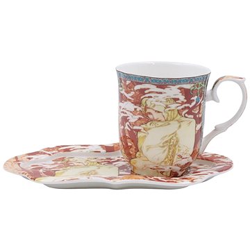 

Home Elements porcelánový hrnek 360 ml, s podtáckem, Mucha Zima