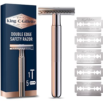 KING C. GILLETTE Double Edge + hlavice 5 ks - Holicí strojek