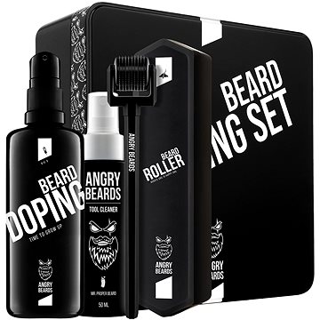 

ANGRY BEARDS Sada pro růst vousů – Roller a Doping 100 ml