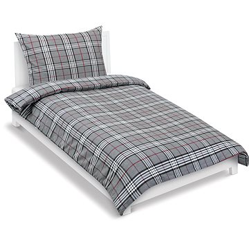 

BELLATEX Povlečení flanel 12/899 šedé káro 140 × 200, 70 × 90