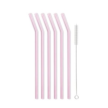 

Vialli Design Brčko skleněné růžové, zahnuté 230 mm, 6 ks + kartáček_6636