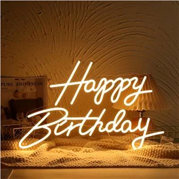 

Funny Fashion LED neon svíticí dekorace Happy Birthday teplá bílá