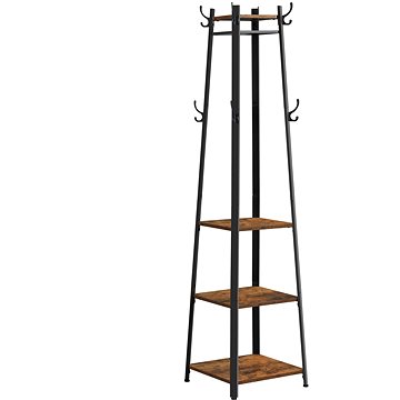 

VASAGLE Věšák na oblečení s policemi vintage, černo-hnědý 45 × 45 × 181 cm
