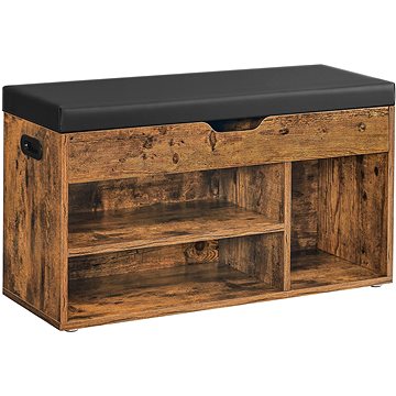 

VASAGLE Botník se sedákem a úložným prostorem, vintage, hnědý 80 × 44 × 30 cm