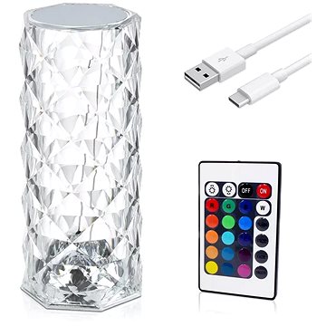 

Izoxis 22518 Křišťálová LED stolní lampa, 16 barev, dotykový panel, dálkové ovládání, 400 mAh