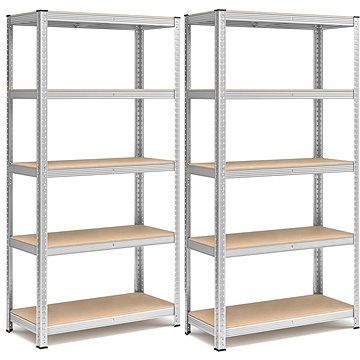 

Songmics Regál policový 2 ks, skladovací, 5 polic, 40 × 90 × 180 cm, stříbrný