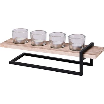 

DOCHTMANN Svícen 40 × 12 × 13 cm na 4 svíčky, dřevo/sklo/kov