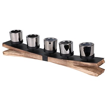 

DOCHTMANN Svícen 54 × 7 × 13 cm na 5 svíček, dřevo/sklo/kov, tvar lodička