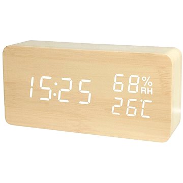 

Verk 01772 Multifunkční digitální hodiny s teploměrem imitace dřeva