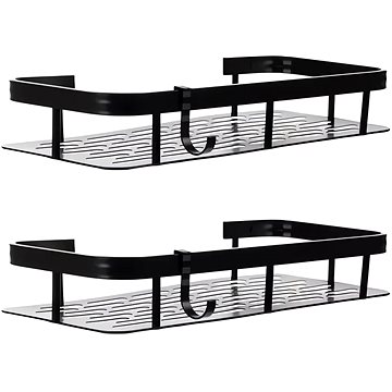 

Ruhhy 23170 Nástěnná koupelnová polička 30 × 13 cm, 2 ks černá