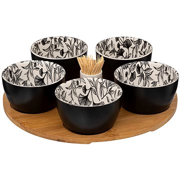 

Secret de Gourmet Misky na občerstvení floral na dřevěném tácku