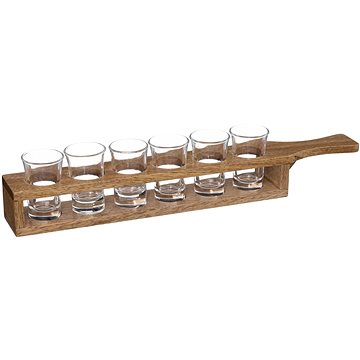 

Secret de Gourmet Servírovací podnos, dřevěný, 6 sklenic