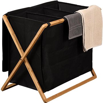 

KESPER Koš na prádlo třídící, černý, bambus, polyester 69 × 57 × 41 cm