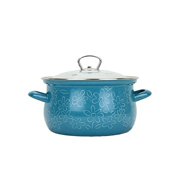 

BELIS Smaltovaný hrnec se skl. poklicí Flower 16 cm, 2,0 l