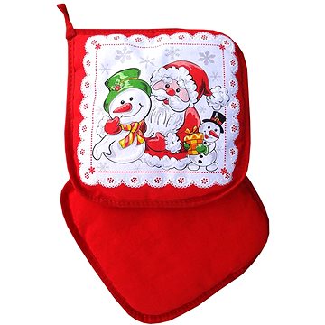 

4sleep Kuchyňská podložka/chňapka s poutkem Vánoční Santa červená