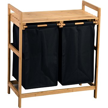 

Kesper Koš na špinavé prádlo třídící s policí, černý, bambus, polyester 64 × 73 × 33 cm
