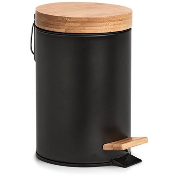 

ZELLER Odpadkový koš koupelnový kov-bambus 3 l, černý 16,8 × 24 cm
