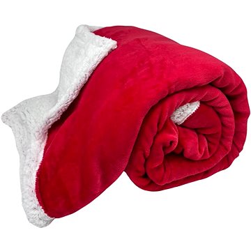 

Home Elements Mikroflanelová deka s beránkem, kolekce Tlapkové káro, červená