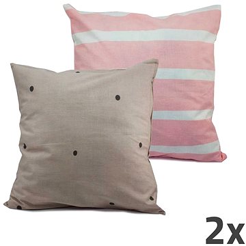 

HOME ELEMENTS Povlak na polštář oboustranný, světle šedý a růžový, sada 2 ks