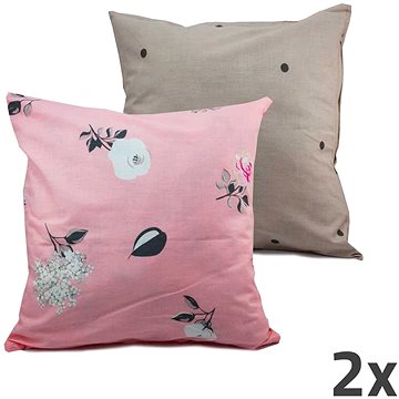 

HOME ELEMENTS Povlak na polštář oboustranný, růžový a světle šedý, sada 2 ks