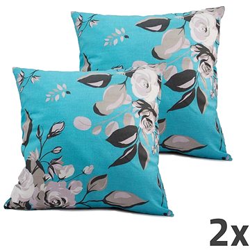 

HOME ELEMENTS Povlak na polštář modrý, růže, sada 2 ks