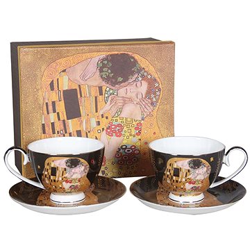 

Home Elements Porcelánový šálek s podšálkem 2 × 250 ml, Klimt polibek tmavý