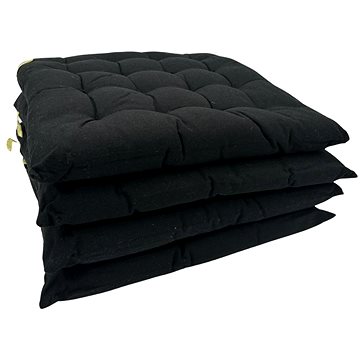 

HOME ELEMENTS z recyklované bavlny, 40 × 40 cm, set 4 ks, black, pratelný
