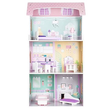 

ECOTOYS Třípatrový domeček pro panenky jahodový