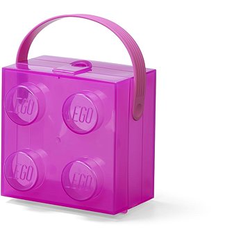 

LEGO Box s rukojetí – průsvitná fialová