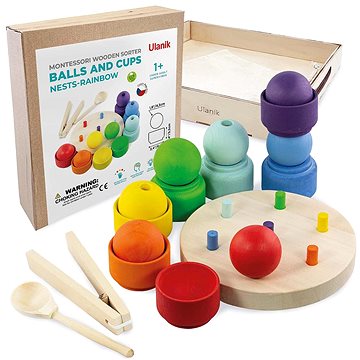 

Ulanik Montessori dřevěná hračka hnízda, duha