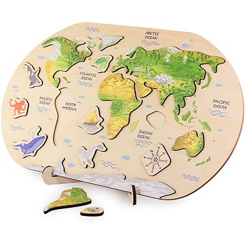 

VEMKEL Dřevěná mapa světa pro dětí